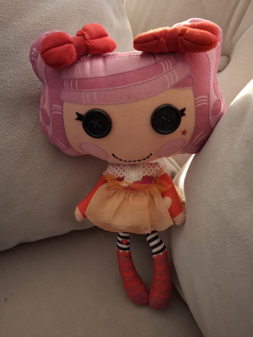 Lalaloopsy 5 inc Plush Pink Button-Eye Doll with Orange Tulle Skirt